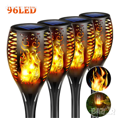 3948 Соларна лампа тип факла с пламък за градина