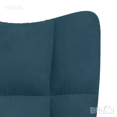 vidaXL Релакс стол, син, кадифе, снимка 6 - Дивани и мека мебел - 56146837