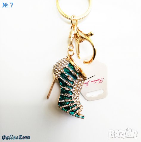 Луксозен ключодържател дамска обувка с висок ток и кристали, снимка 1 - Други - 29267170