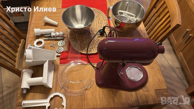Планетарен миксер KitchenAid Artisan 5KSM150 с месомелачка комплект, снимка 4 - Миксери - 53229328