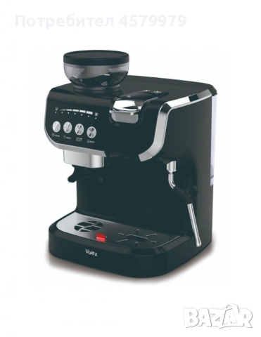Кафемашина с вградена кафемелачка Voltz, 2672W, резервоар 2 литра, 5 адаптера, снимка 3 - Кафемашини - 51685748