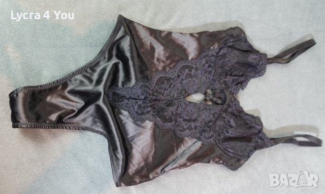 Asos Design 75B черно еластично сатенено боди с дантела. , снимка 14 - Бельо - 39146214