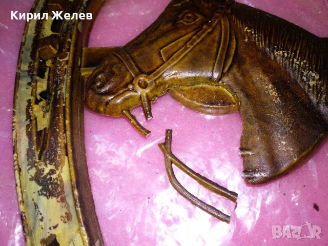 СТАРА КЪСМЕТЛИЙСКА БАКЕЛИТЕНА ПОДКОВА с КОНЧЕ ПАНО За КОЛЕКЦИЯ ДЕКОРАЦИЯ МЕХАНА 42868, снимка 6 - Декорация за дома - 44150804