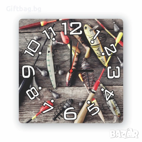 Стенен часовник „Риболовна екипировка“