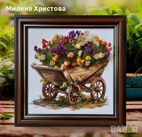 Картина със скандинавски мъх и стабилизирани цветенца 