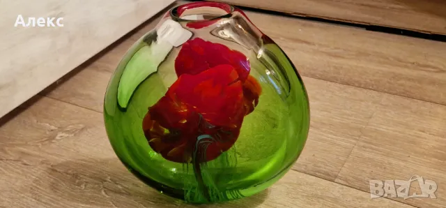 Колекционерска ваза– Jiri Suhajek for Moser Karlsbad, 1960г, 3.2кг, снимка 7 - Антикварни и старинни предмети - 49328547