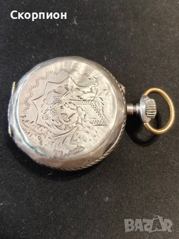 Швейцарски СРЕБЪРЕН джобен часовник 1900г. - 10 РУБИНА - ПРОМОЦИЯ, снимка 6 - Джобни - 51648205