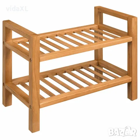 vidaXL Поставка за обувки с 2 рафта, 50x27x40 см, дъбов масив