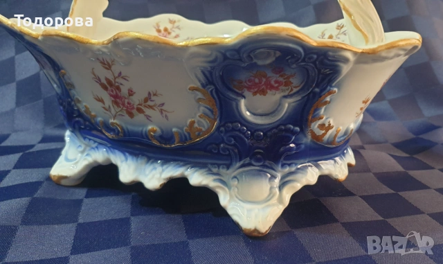Барокова порцеланова фруктиeра с крачета-ARPO, снимка 8 - Антикварни и старинни предмети - 53927501