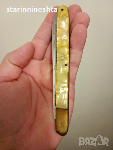 гравирано дегустационно старо джобно ножче нож джобна ножка, снимка 5 - Антикварни и старинни предмети - 53209443