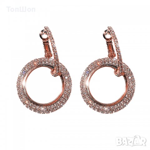 Стилни дамски обеци с кристали, снимка 4 - Обеци - 24542059