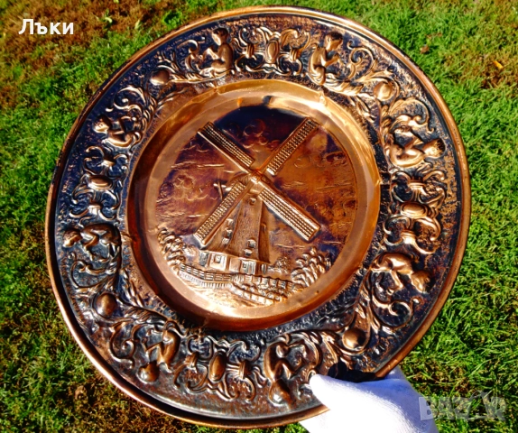 Медно пано,релефна картина Воденица,38 см.,440 гр. , снимка 3 - Пана - 52324865