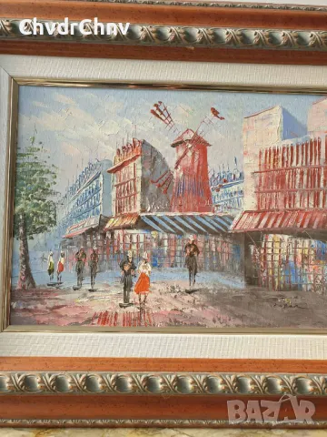 63х53см/картина масло върху платно/градски пейзаж-Париж/дървена рамка, снимка 2 - Картини - 48496829