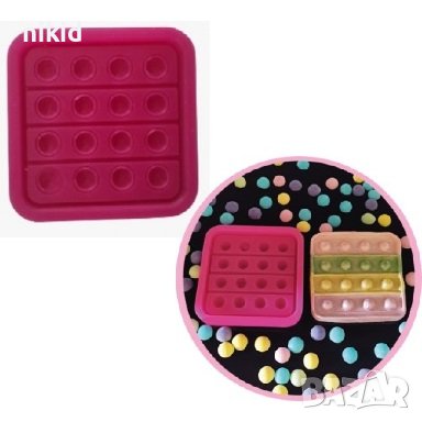 Popit Pop it Поп ит Попит квадрат силиконов молд украса торта фондан сладки декор шоколад