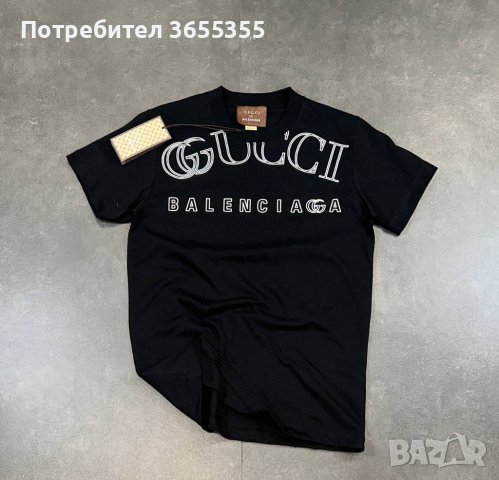 Мъжка тениска Gucci x Balenciaga в черно, снимка 1