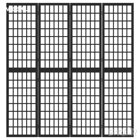 vidaXL Параван за стая, 4 панела, японски стил, 160х170 cм, черен, снимка 3 - Паравани - 56147249