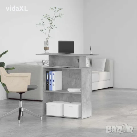 vidaXL Приемно бюро, бетонно сиво, 100x40x104 см, инженерно дърво, снимка 4 - Бюра - 56148283