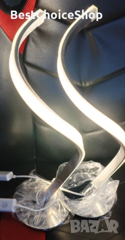 LED спирална настолна лампа с димиране – Модерна S-образна алуминиева