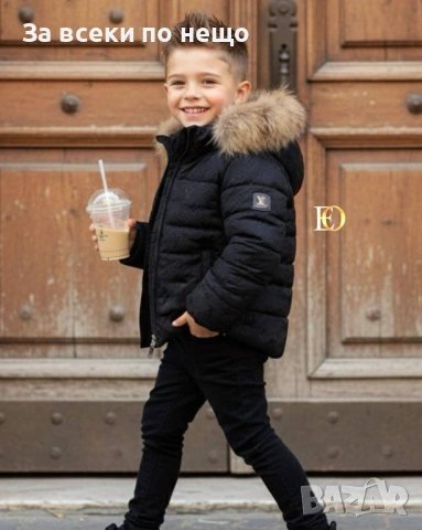 Louis Vuitton Детско Черно Зимно Яке С Пух На Качулката Код SK788, снимка 2 - Детски якета и елеци - 53183430