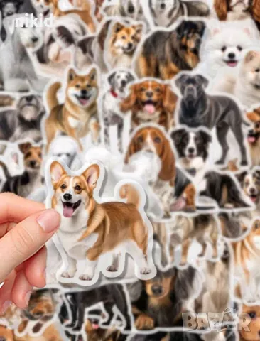 1 вид 50 бр породи куче кучета самозалепващи лепенки стикери украса картонена торта ръчна изработка, снимка 8 - Други - 47947348