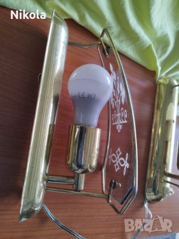 Стенни лампи - 2бр. аплици със златиста основа и стъкло, снимка 11 - Лампи за стена - 40424228
