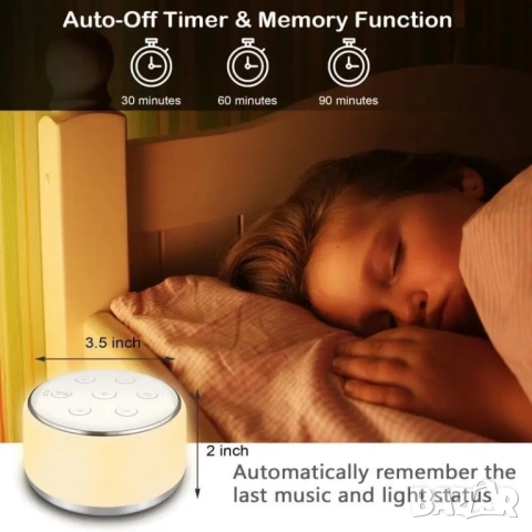 Уред за бял шум за бебе, с нощна лампа и 34 мелодии, бебешка лампа с дълъг живот на батерия, снимка 5 - Други - 52006317