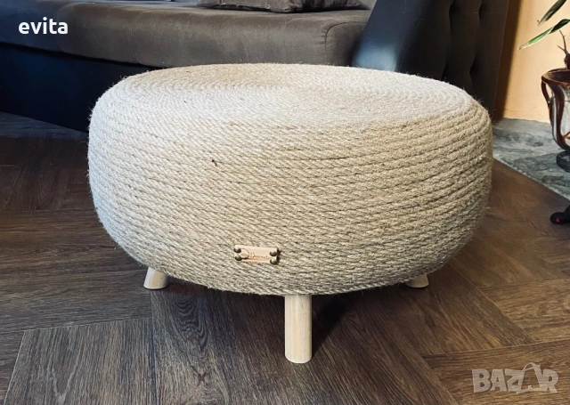 🌿 Ръчно изработена табуретка – артистичен акцент за интериора, снимка 14 - Дивани и мека мебел - 33842705