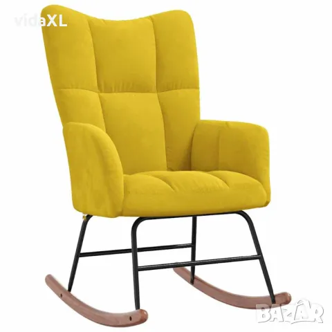 vidaXL Люлеещ се стол, горчица, кадифе(SKU:328146), снимка 1 - Столове - 48572533