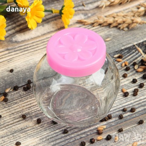 2007 Комплект стъклени бурканчета за подправки с цветни капачета, 4 броя, снимка 4 - Кутии за храна - 32012647