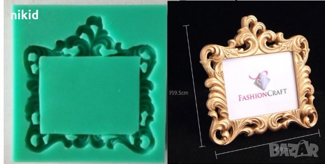 Стилна голяма правоъгълна рамка силиконов молд за фондан украса торта шоколад гипс