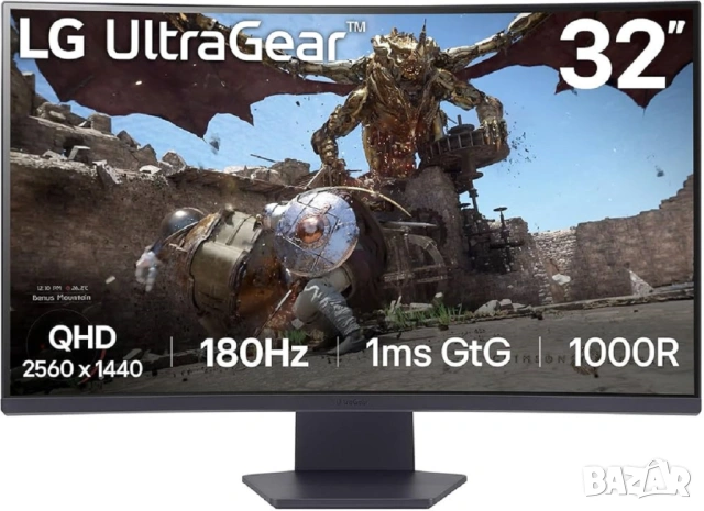 Монитор LED Gaming Curved LG UltraGear 32GS60QX-B 31.5 инча QHD VA 1ms 180Hz