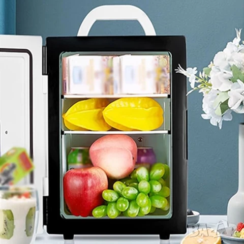 Мини хладилник, преносим хладилник за кола, за автомобил 12V, за дома 220V, мини бар, плюс затопляне, снимка 4 - Аксесоари и консумативи - 51278737