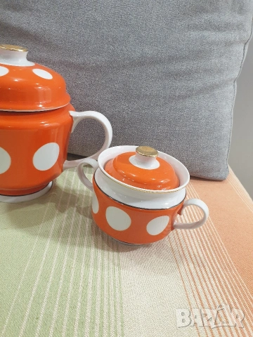 Руски порцелан чайник и захарница, снимка 6 - Сервизи - 53297871
