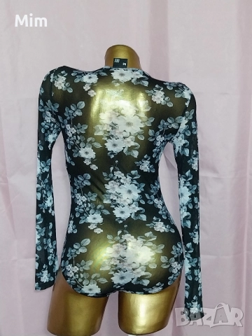 М Черно,прозрачно боди на цветя , снимка 5 - Корсети, бюстиета, топове - 52408609