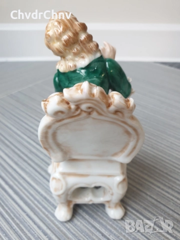 Andrea Sadek статуетка 15см/японска стара порцеланова фигура/барокова дама на стол, снимка 5 - Статуетки - 51513623