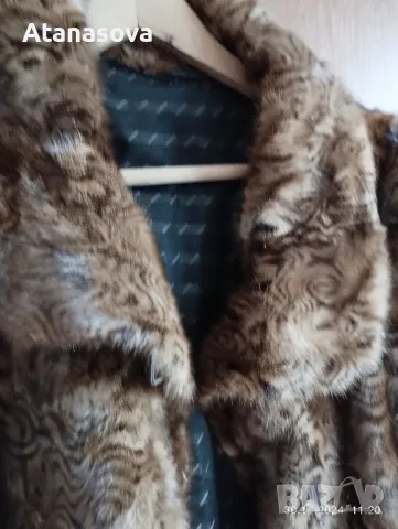 Продавам кожено макси палто с естествен къс косъм, снимка 4 - Палта, манта - 48163542