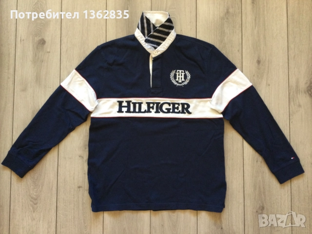 НОВА оригинална синя ръгби поло фланела блуза TOMMY HILFIGER размер L, снимка 4 - Блузи - 51801107