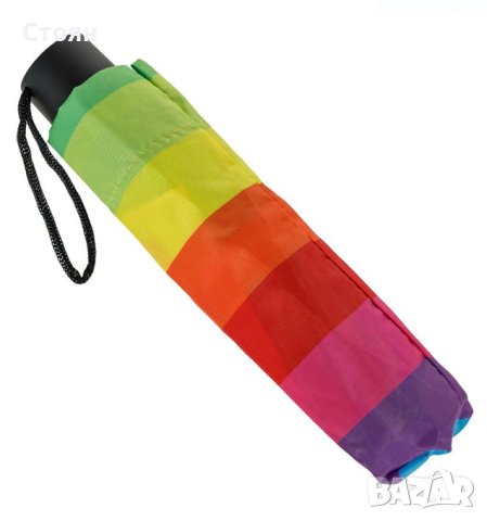 Чадър за дъжд Ръчен Многоцветен Rainbow 24см, снимка 4 - Други - 42877693