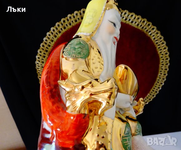 Китайска порцеланова фигура Лу-син,злато,фън шуй. , снимка 5 - Статуетки - 38492183