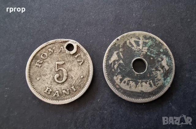 Монети. Румъния. Стари румънски леи. 5 и 10 бани. 1900 и 1906 година., снимка 6 - Нумизматика и бонистика - 36797308