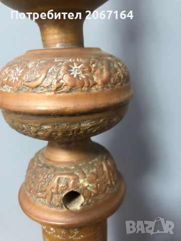 Голямо старинно наргиле от месинг, снимка 9 - Антикварни и старинни предмети - 44658629