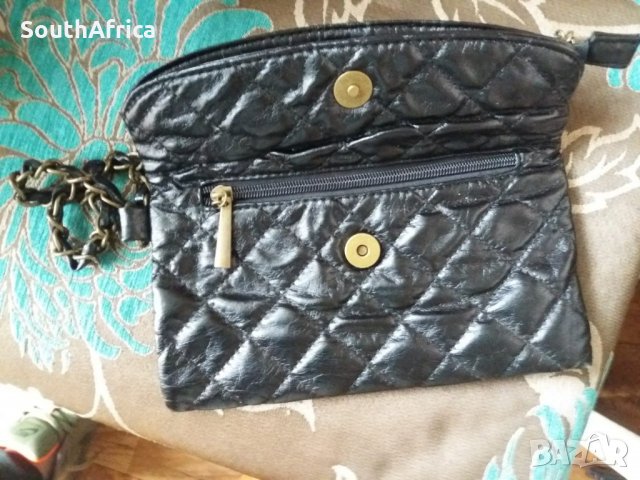  Черна малка  кожена чанта