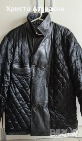 Черно мъжко кожено яке Кenneth Cole, без забележки , снимка 5 - Якета - 49175945