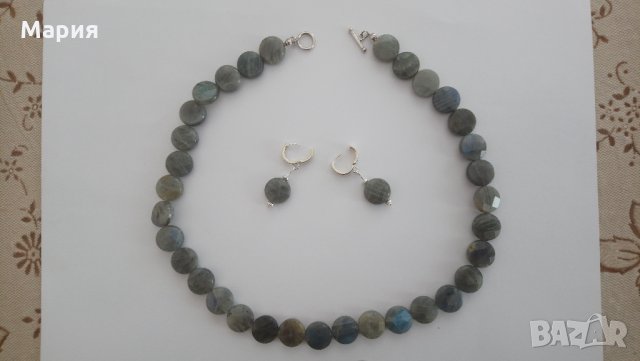 Комплект бижута от лабрадорит (полускъпоценен камък) и сребро, снимка 1 - Бижутерийни комплекти - 31841687