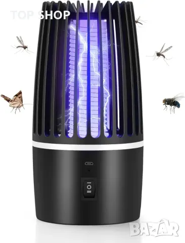 DJROLL Електрически убиец на комари, 2 в 1 USB акумулаторен преносим убиец на мухи с UV лампа, 360°, снимка 2 - Други - 48831720