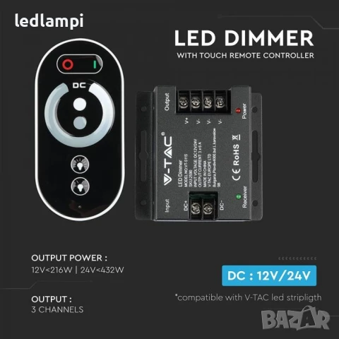 Димер за LED лента с RF контролер, снимка 2 - Лед осветление - 50697438