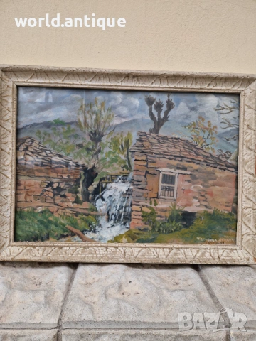Стара прекрасна антикварна картина български автор , снимка 3 - Картини - 53913180