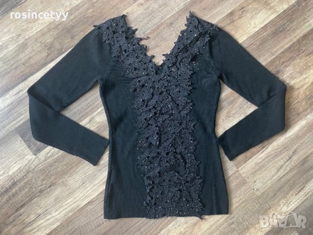 черна блузка с интересен гръб, снимка 6 - Блузи с дълъг ръкав и пуловери - 36164210
