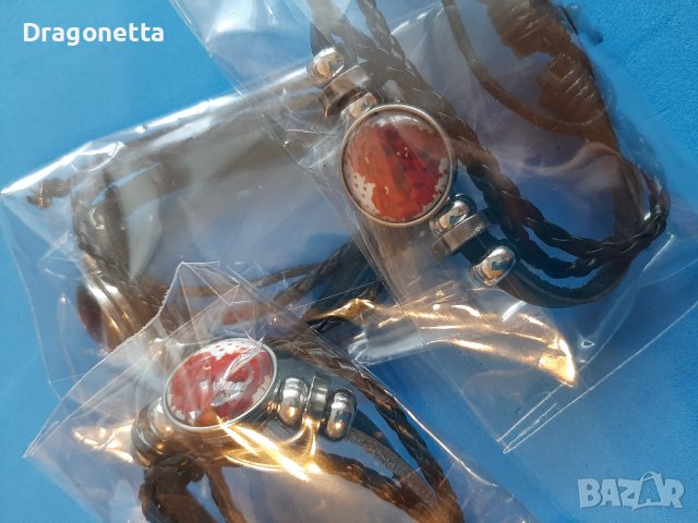 Гривни за момичета-3 бр- 14 см, каишка изк.кожа,черна сплетена, 3 броя за три добри приятелки, снимка 4 - Гривни - 40096193