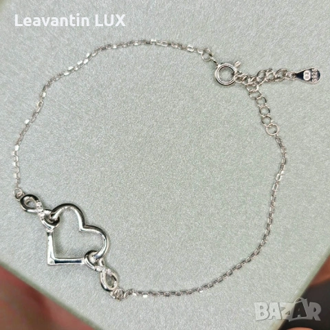 Сребърна гривна Сърце, снимка 5 - Гривни - 53249624